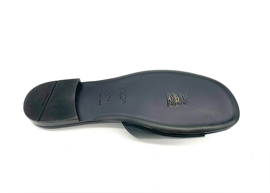 PRADA BRUSHED LEATHER CUT OUT SLIDES