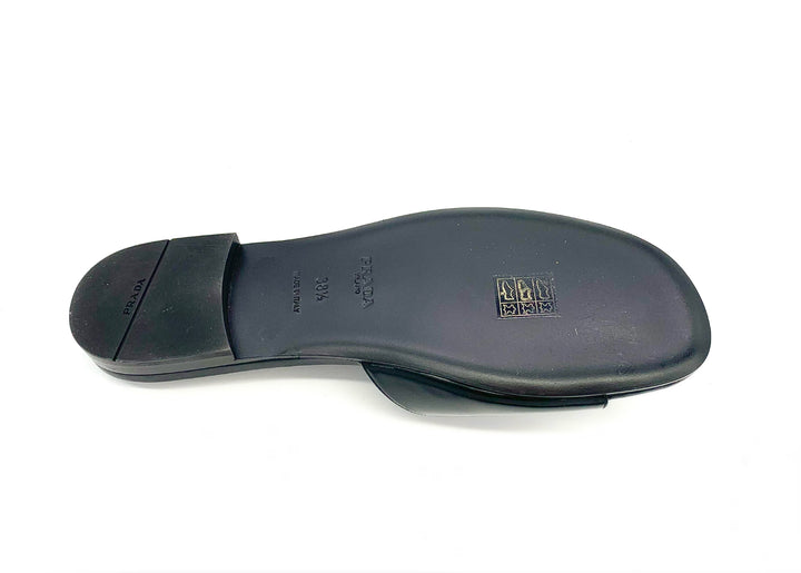 PRADA BRUSHED LEATHER CUT OUT SLIDES