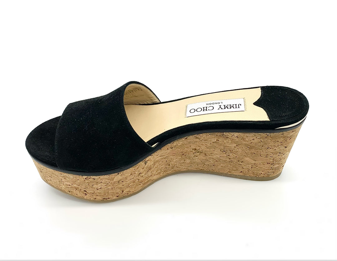 JIMMY CHOO CORK DEEDEE PLATFORM WEDGE SANDALS