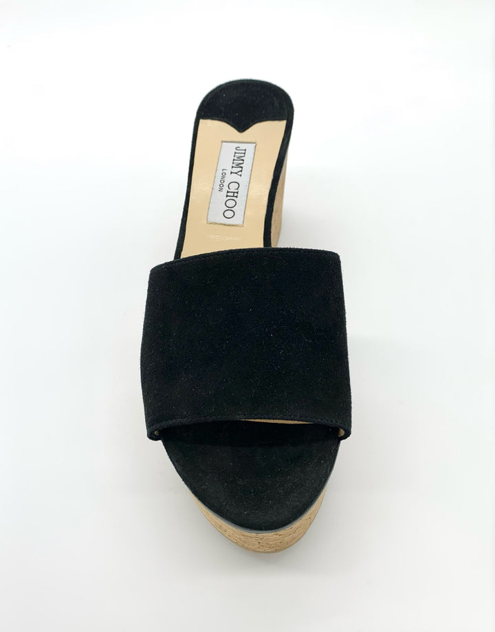JIMMY CHOO CORK DEEDEE PLATFORM WEDGE SANDALS