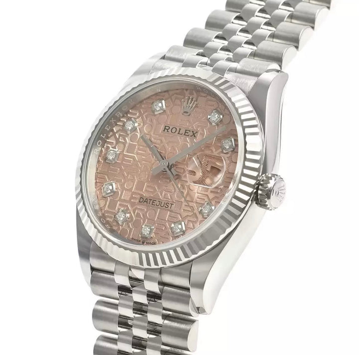 Rolex Datejust 36 Factory Salmon Jubilee Diamond Dial White Gold Fluted Bezel