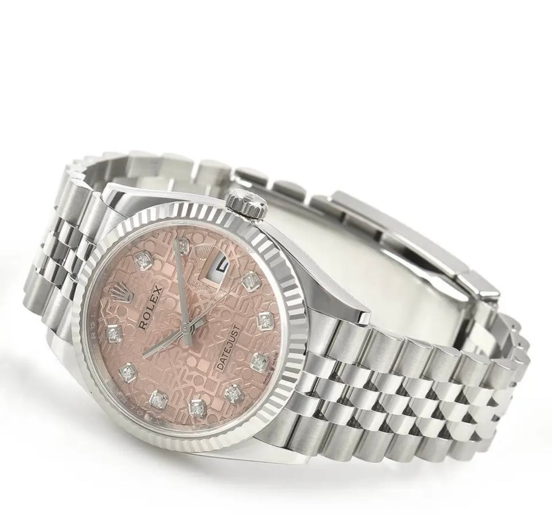 Rolex Datejust 36 Factory Salmon Jubilee Diamond Dial White Gold Fluted Bezel