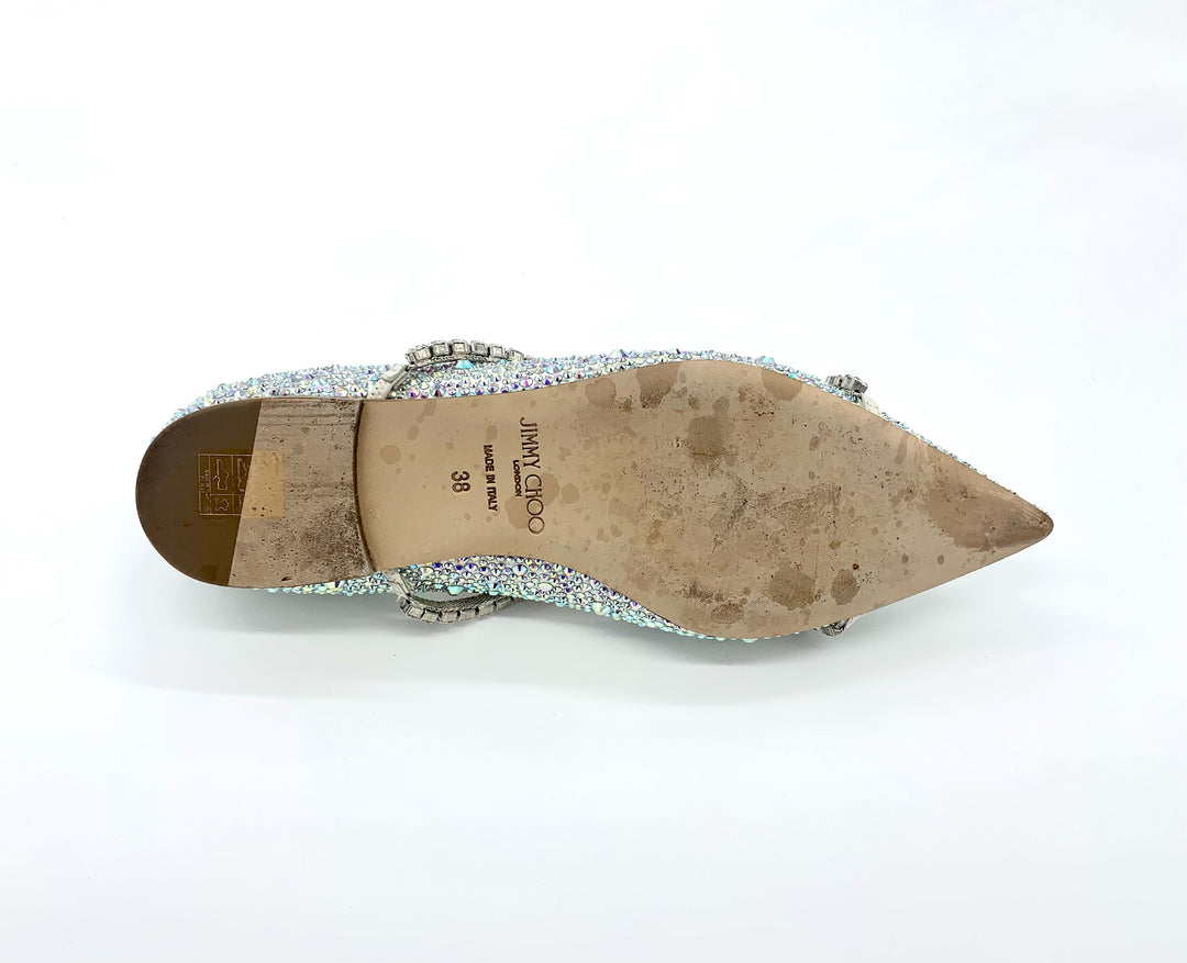 JIMMY CHOO GENEVI CRYSTAL EMBELLISHED FLATS