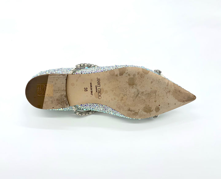 JIMMY CHOO GENEVI CRYSTAL EMBELLISHED FLATS