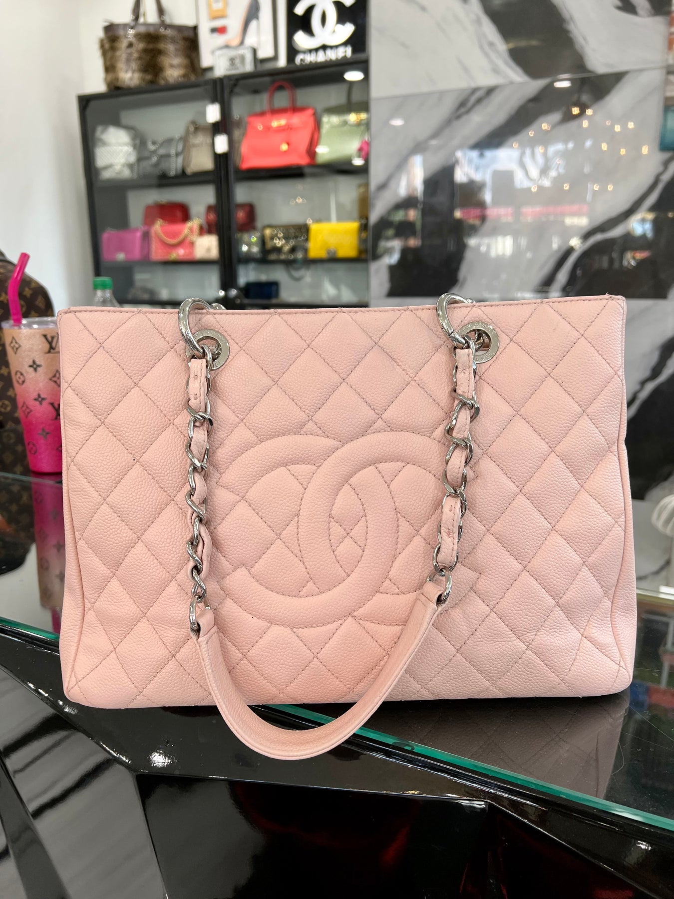 CHANEL Caviar Grand Shopping Tote GST Pink 18416