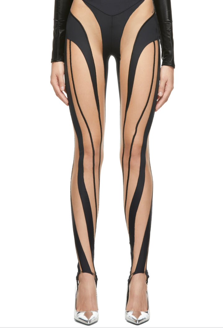 MUGLER SPIRAL PANELED STIRRUP LEGGINGS