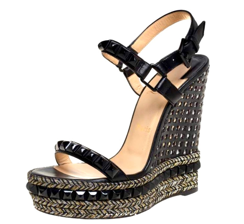 CHRISTIAN LOUBOUTIN STUDDED CATACLOU ESPADRILLE SANDALS