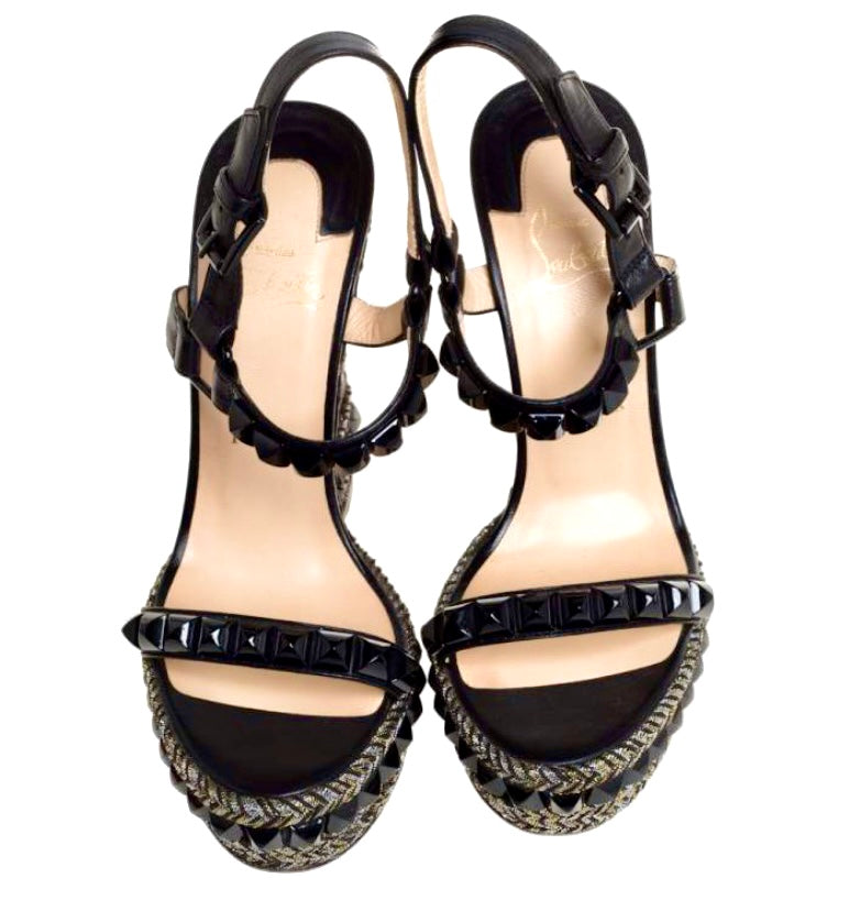 CHRISTIAN LOUBOUTIN STUDDED CATACLOU ESPADRILLE SANDALS