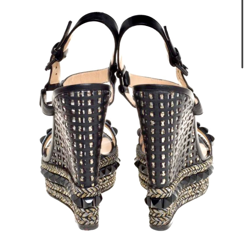 CHRISTIAN LOUBOUTIN STUDDED CATACLOU ESPADRILLE SANDALS
