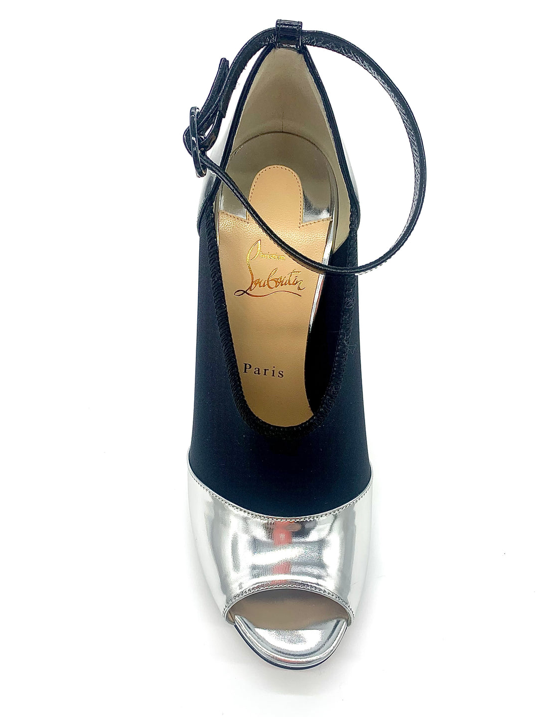 CHRISTIAN LOUBOUTIN SUPER DIVO NEOPRENE PEEP PUMPS