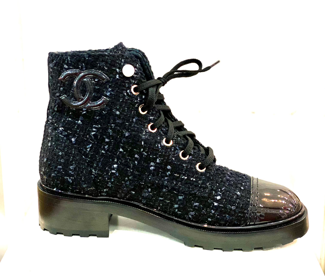 ブーツその他 [Chanel]Women's Tweed sneakers long boots CHANEL Tweed Suede Calfskin Sneaker High Boots 40 Pink