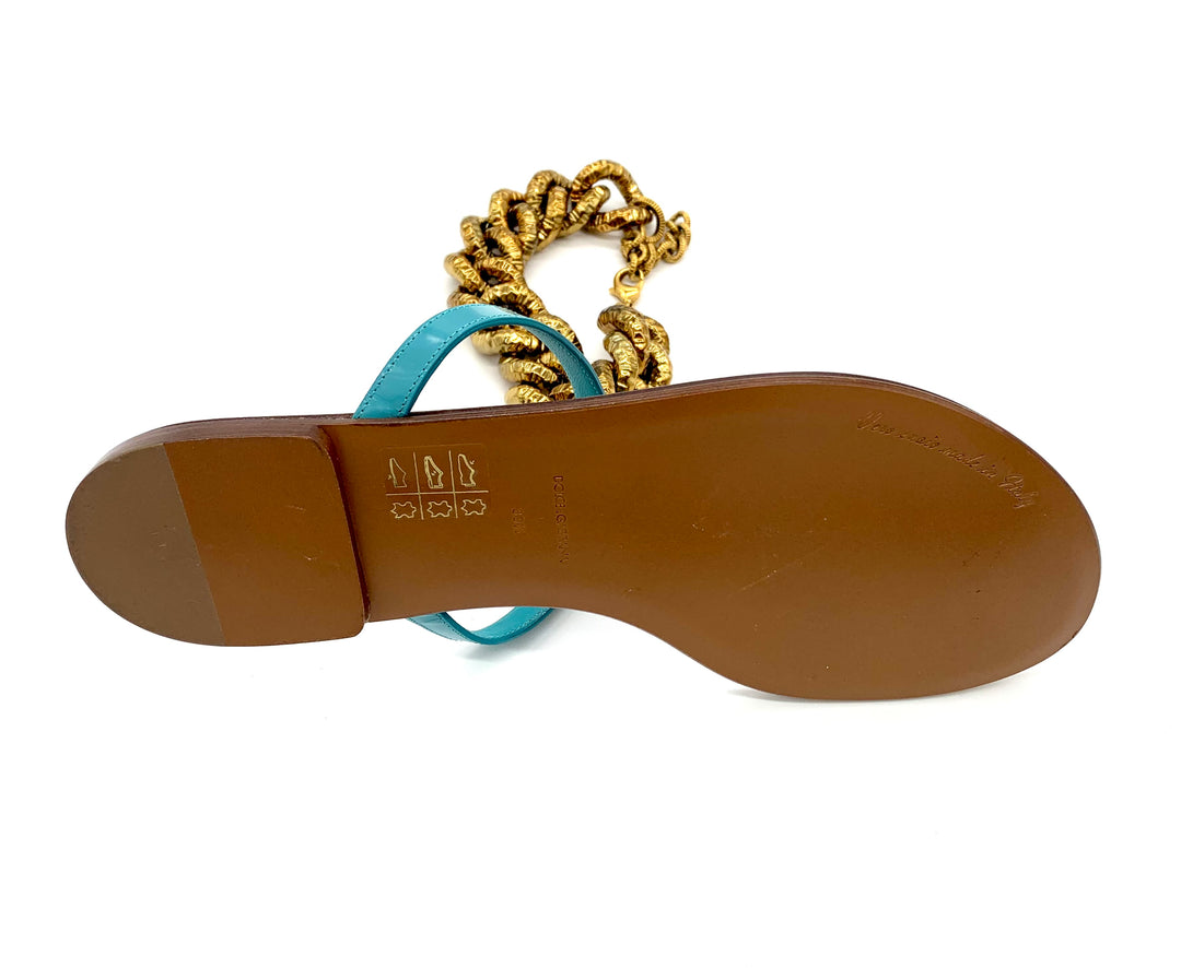 D &amp; G DEVOTION HEART EMBELLISHED CALFSKIN LEATHER FLAT MULES