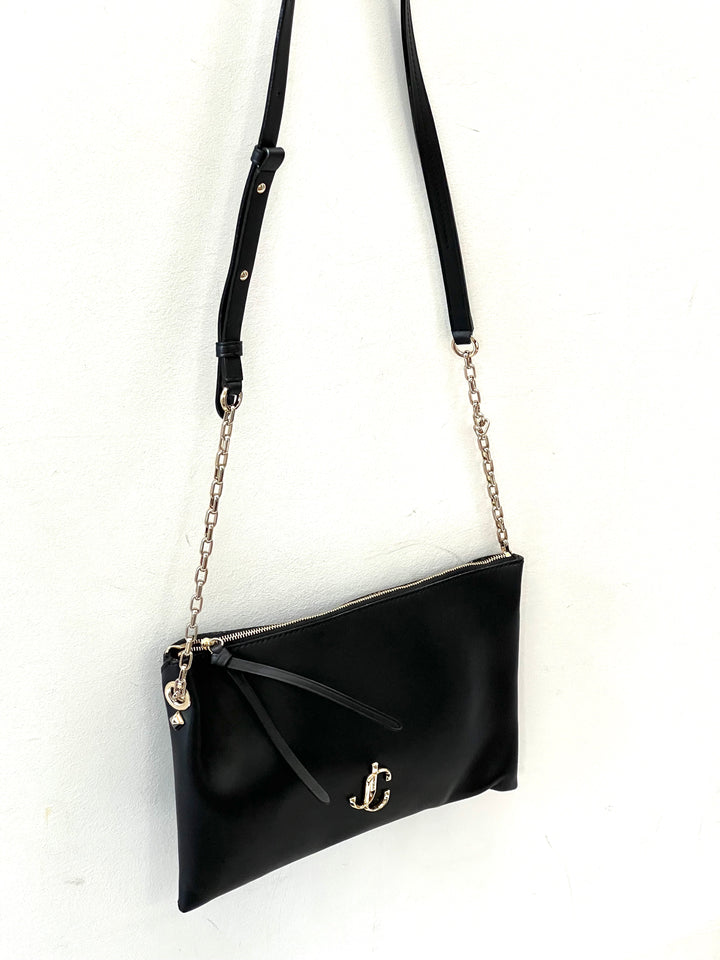 JIMMY CHOO LEATHER ZIP SHOULDER BAG