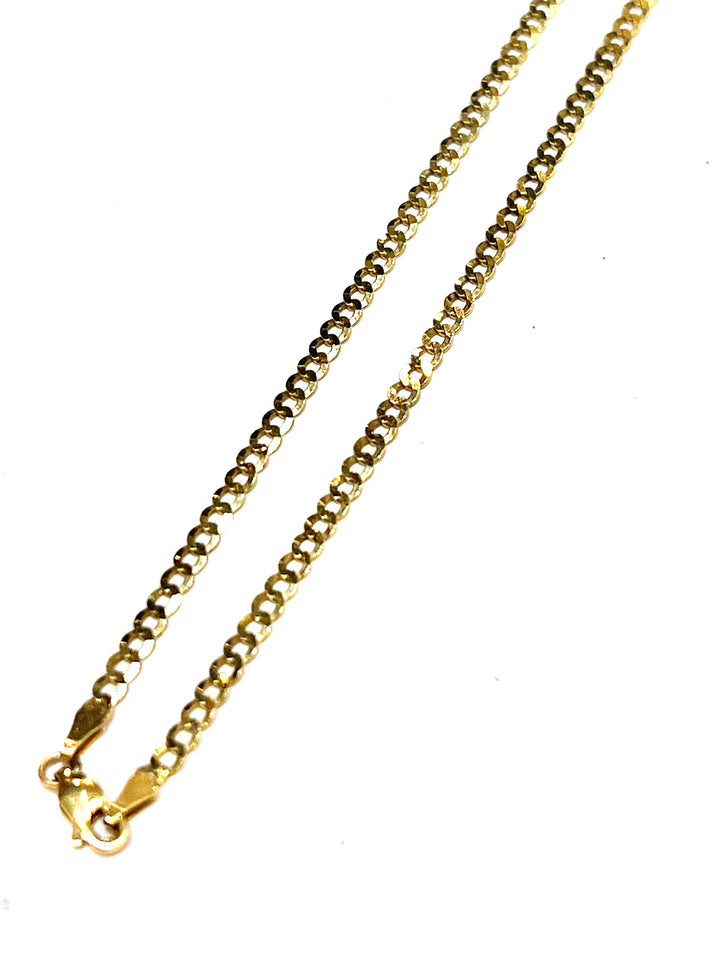 JESUS HEAD CHARM 14K YELLOW GOLD ON CUBAN LINK NECKLACE