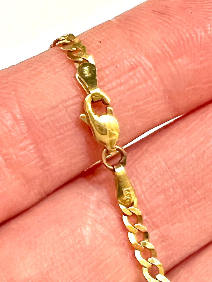 JESUS HEAD CHARM 14K YELLOW GOLD ON CUBAN LINK NECKLACE