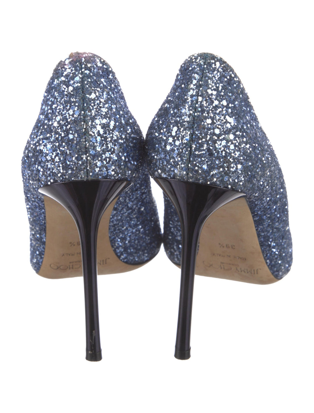 JIMMY CHOO ROMY 100 Glitter Dégradé Fabric Pointy Toe Pumps
