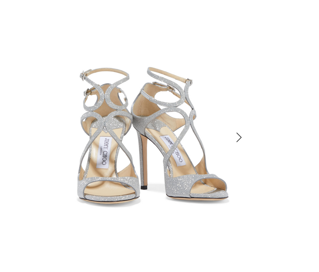 JIMMY CHOO LANCE GLITTER STRAPPY SANDALS