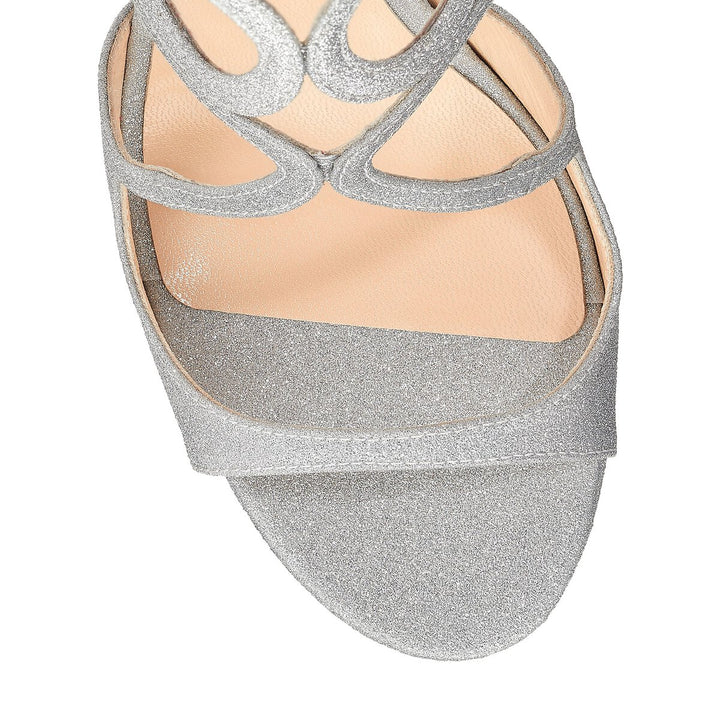 JIMMY CHOO LANCE GLITTER STRAPPY SANDALS