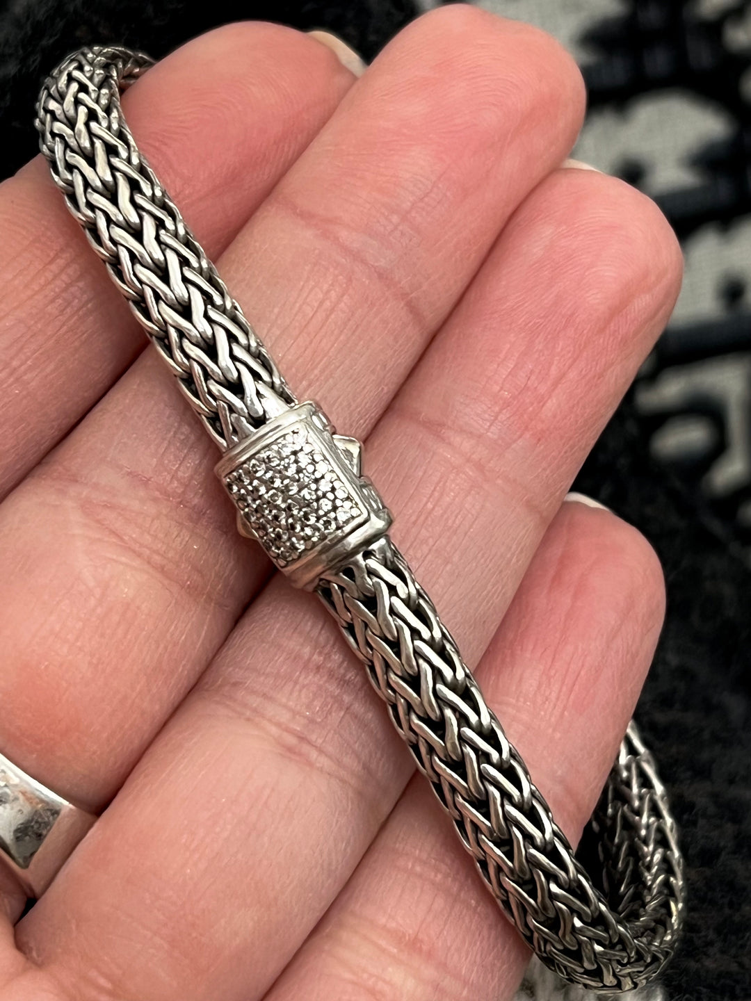 JOHN HARDY DIAMOND SILVER CHAIN BRACELET