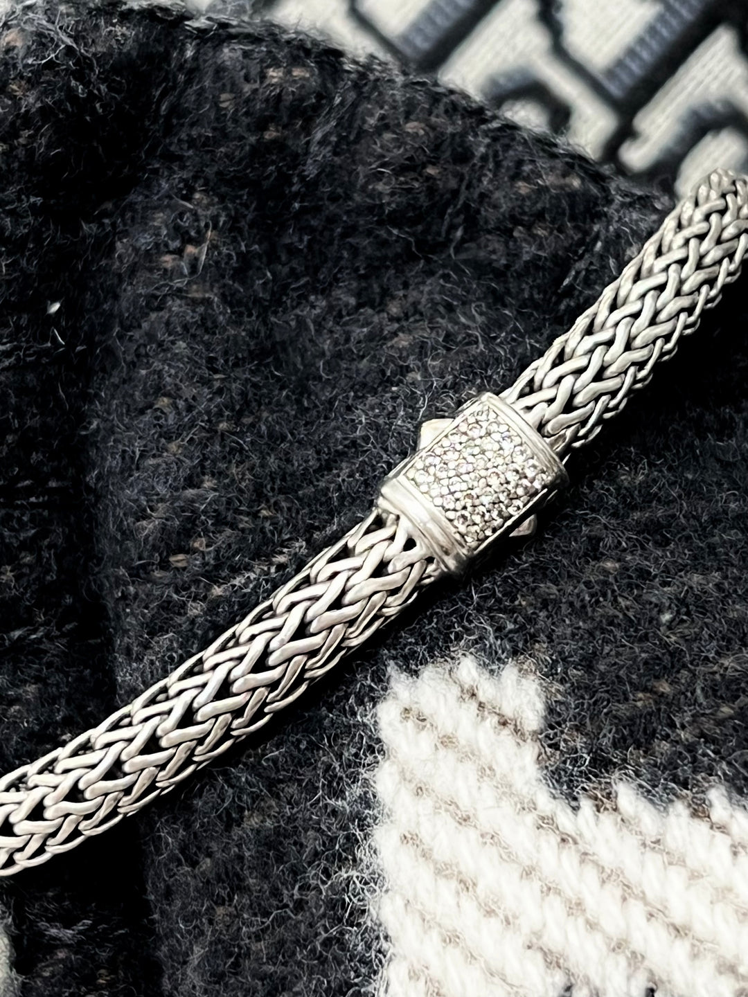JOHN HARDY DIAMOND SILVER CHAIN BRACELET