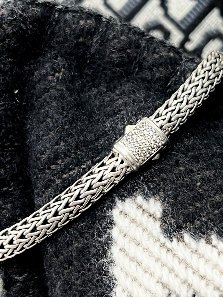 JOHN HARDY DIAMOND SILVER CHAIN BRACELET