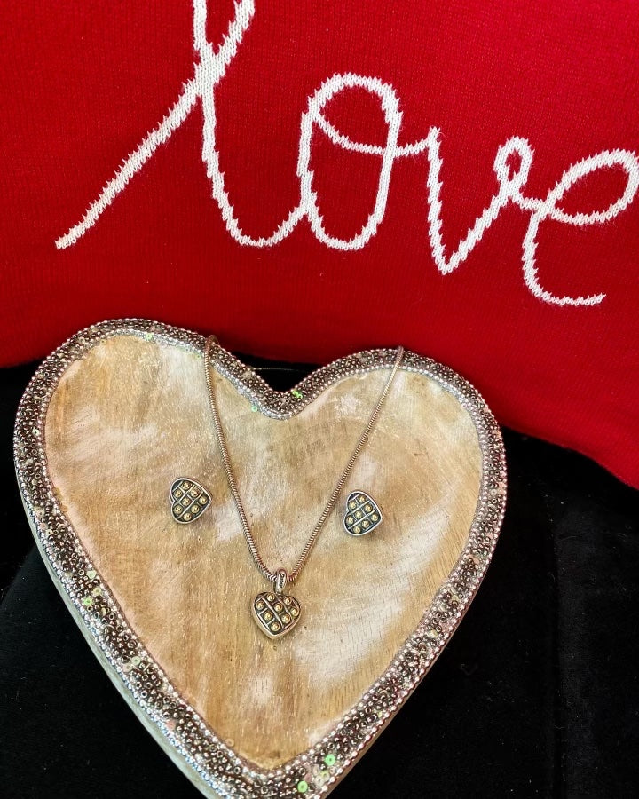 LAGOS CAVIAR SILVER &amp; 18K GOLD HEART EARRINGS