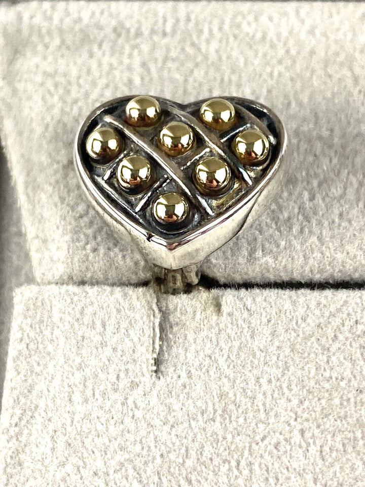 LAGOS CAVIAR SILVER &amp; 18K GOLD HEART EARRINGS