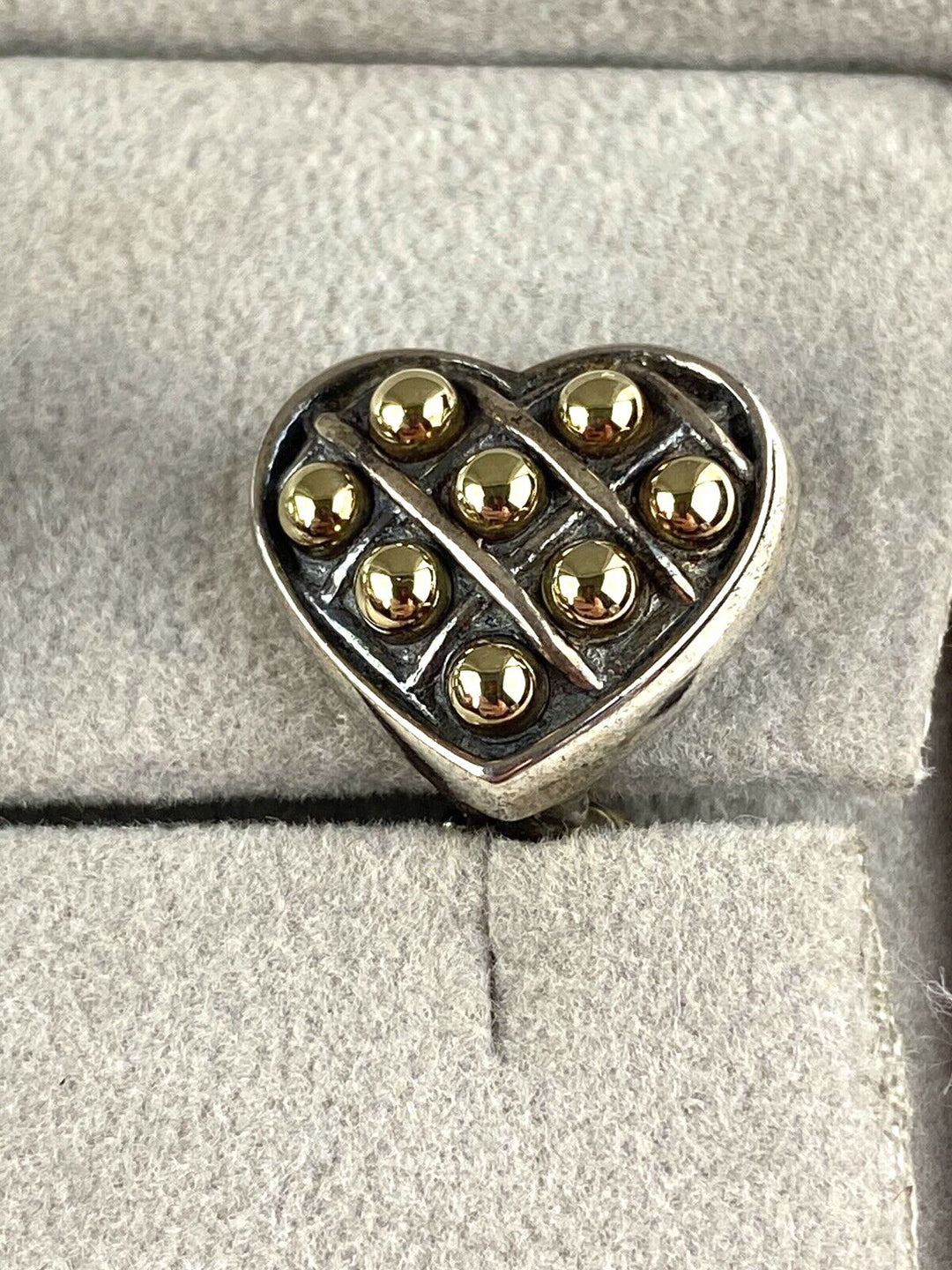 LAGOS CAVIAR SILVER &amp; 18K GOLD HEART EARRINGS