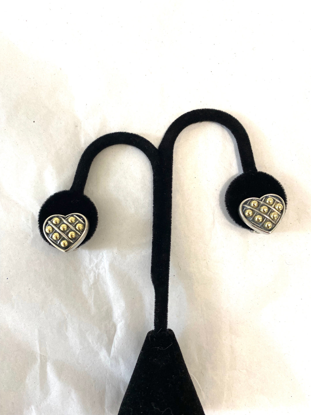 LAGOS CAVIAR SILVER &amp; 18K GOLD HEART EARRINGS