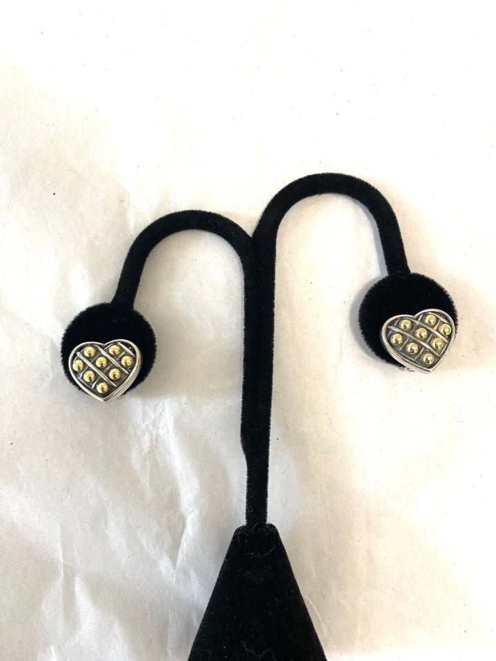 LAGOS CAVIAR SILVER &amp; 18K GOLD HEART EARRINGS