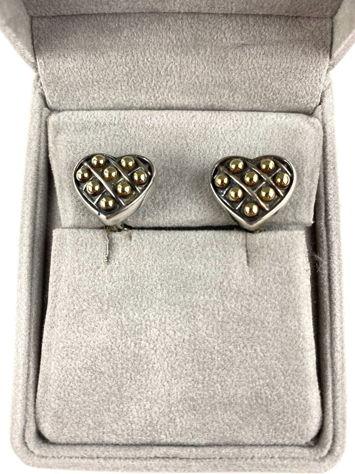 LAGOS CAVIAR SILVER &amp; 18K GOLD HEART EARRINGS