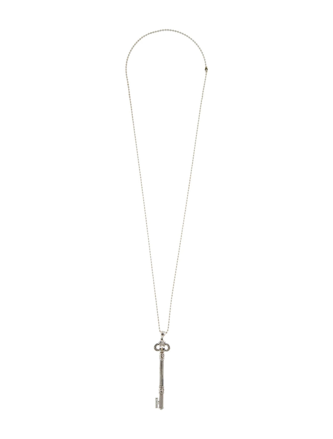 LAGOS STERLING SILVER 18K GOLD CAVIAR SKELETON KEY PENDANT NECKLACE