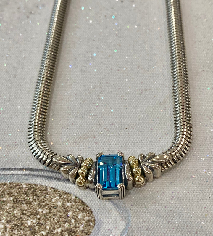 LAGOS STERLING SILVER BLUE TOPAZ CAVIAR NECKLACE
