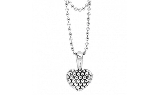 LAGOS STERLING SILVER CAVIAR BEADED HEART NECKLACE