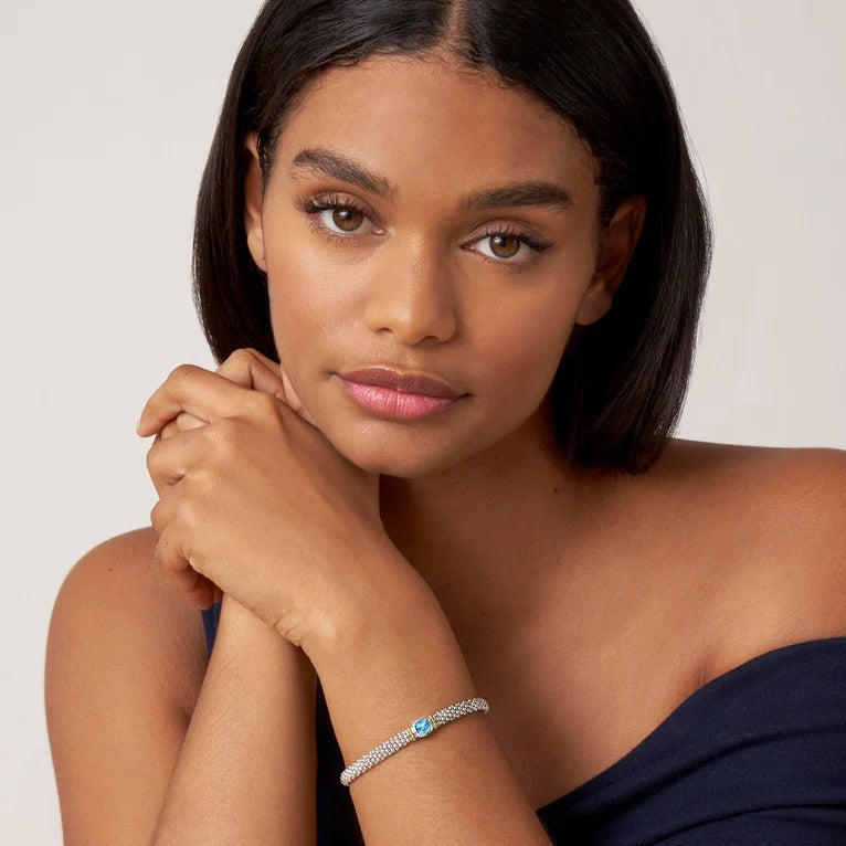 LAGOS SWISS BLUE TOPAZ CAVIAR BRACELET