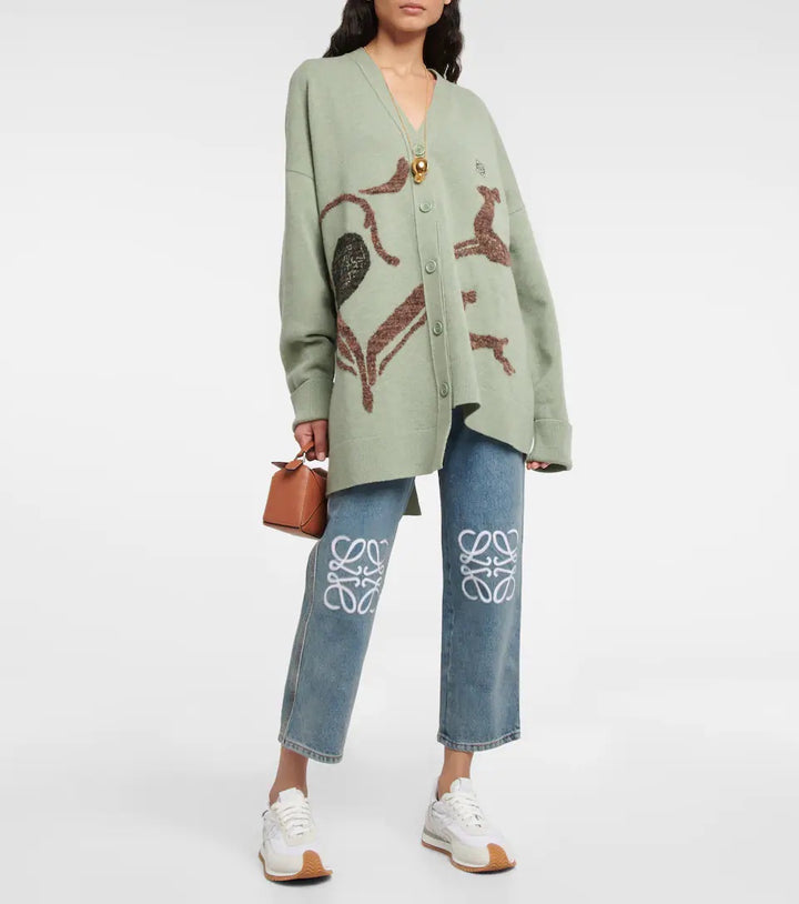 LOEWE ANAGRAM HIGH RISE CROPPED JEANS
