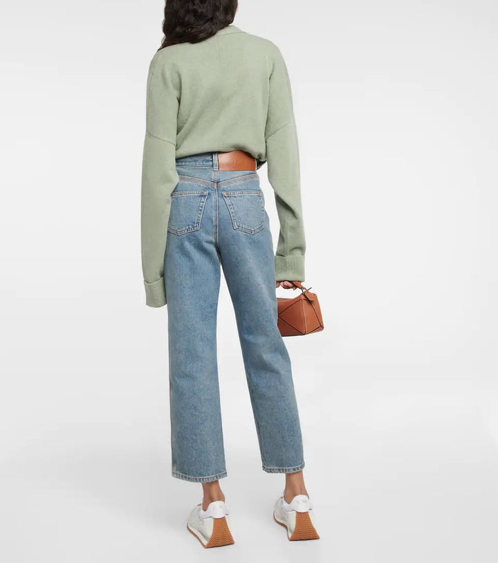 LOEWE ANAGRAM HIGH RISE CROPPED JEANS