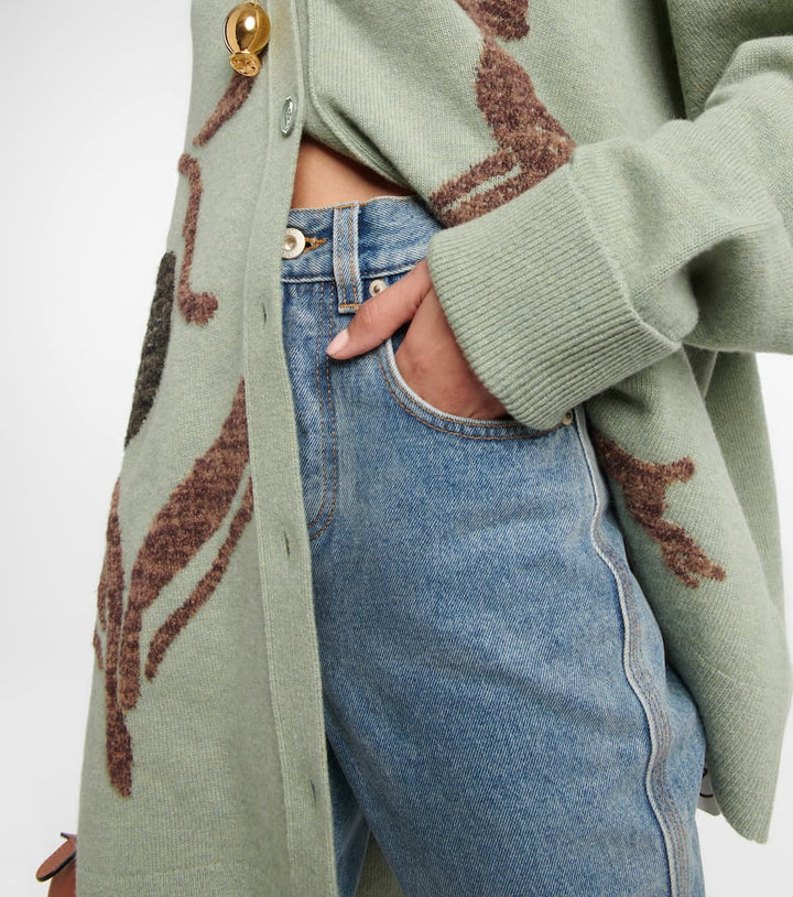 LOEWE ANAGRAM HIGH RISE CROPPED JEANS