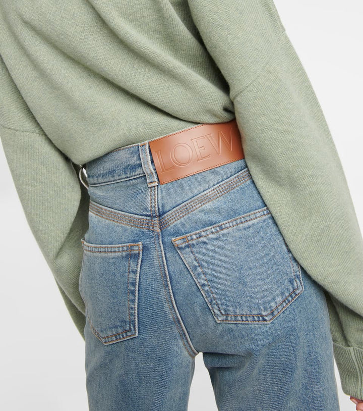 LOEWE ANAGRAM HIGH RISE CROPPED JEANS