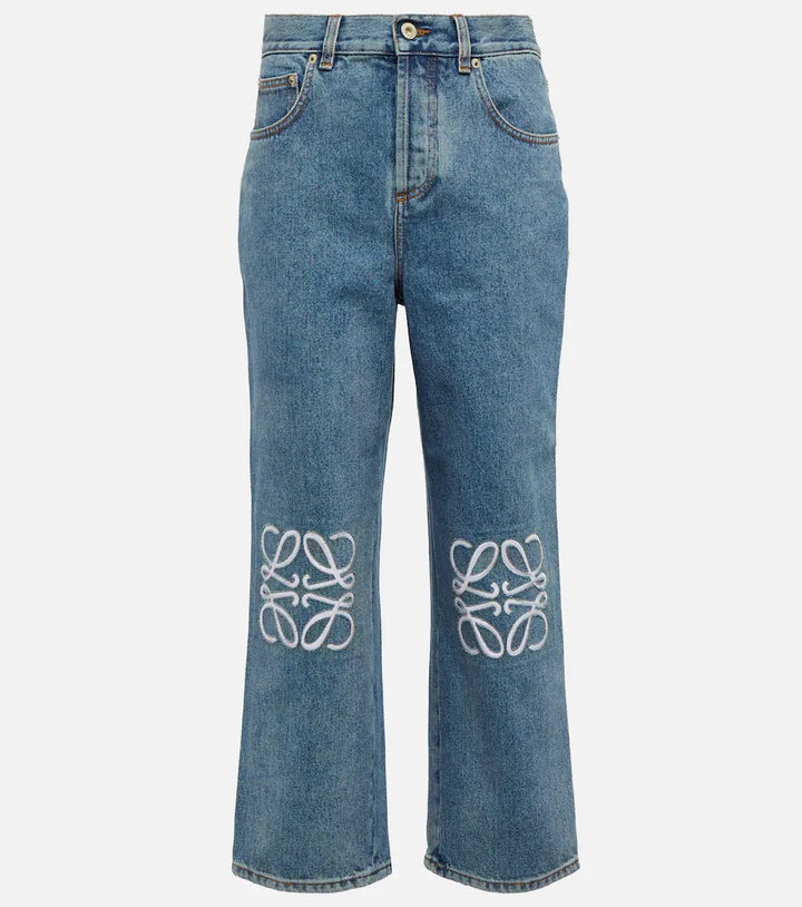 LOEWE ANAGRAM HIGH RISE CROPPED JEANS
