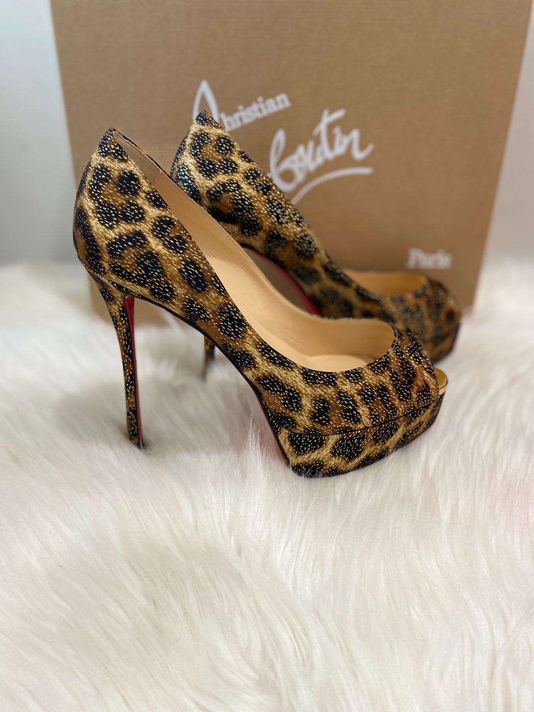 CHRISTIAN LOUBOUTIN FETISH PEEP TOE PLATFORM PUMPS