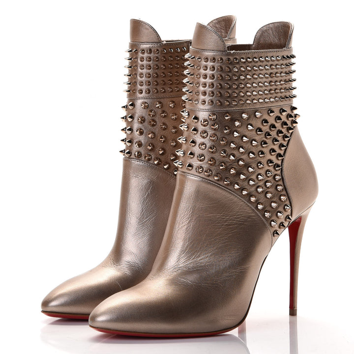 CHRISTIAN LOUBOUTIN HONGROISE SPIKED RED SOLE BOOTIES