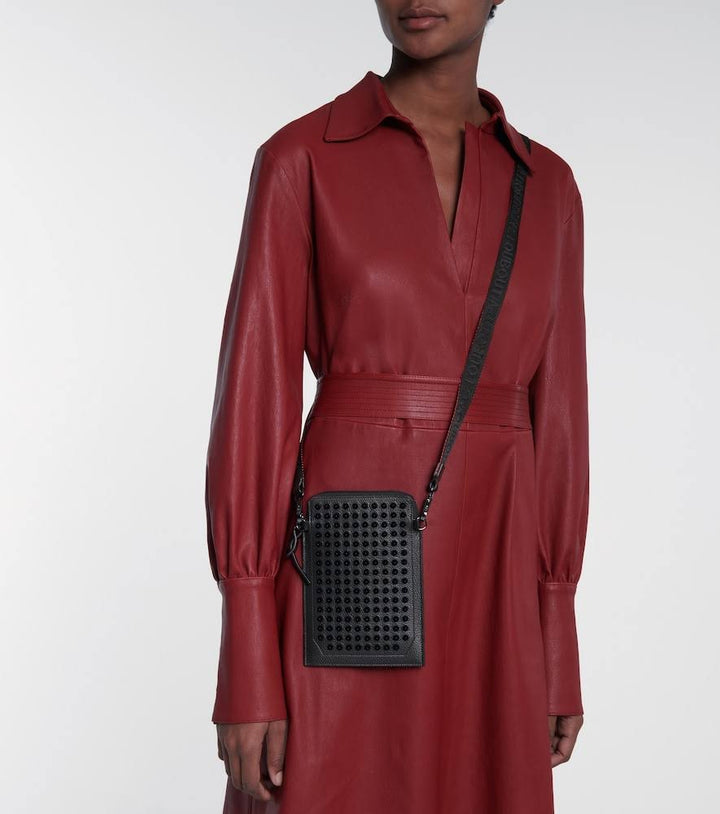 CHRISTIAN LOUBOUTIN LOUBILAB SPIKES MESSENGER PHONE BAG