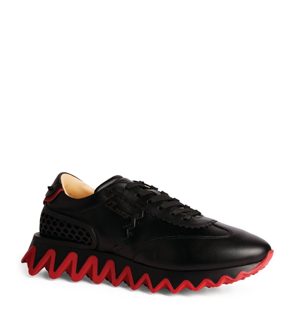 CHRISTIAN LOUBOUTIN Loubi Shark leather and stretch sneakers