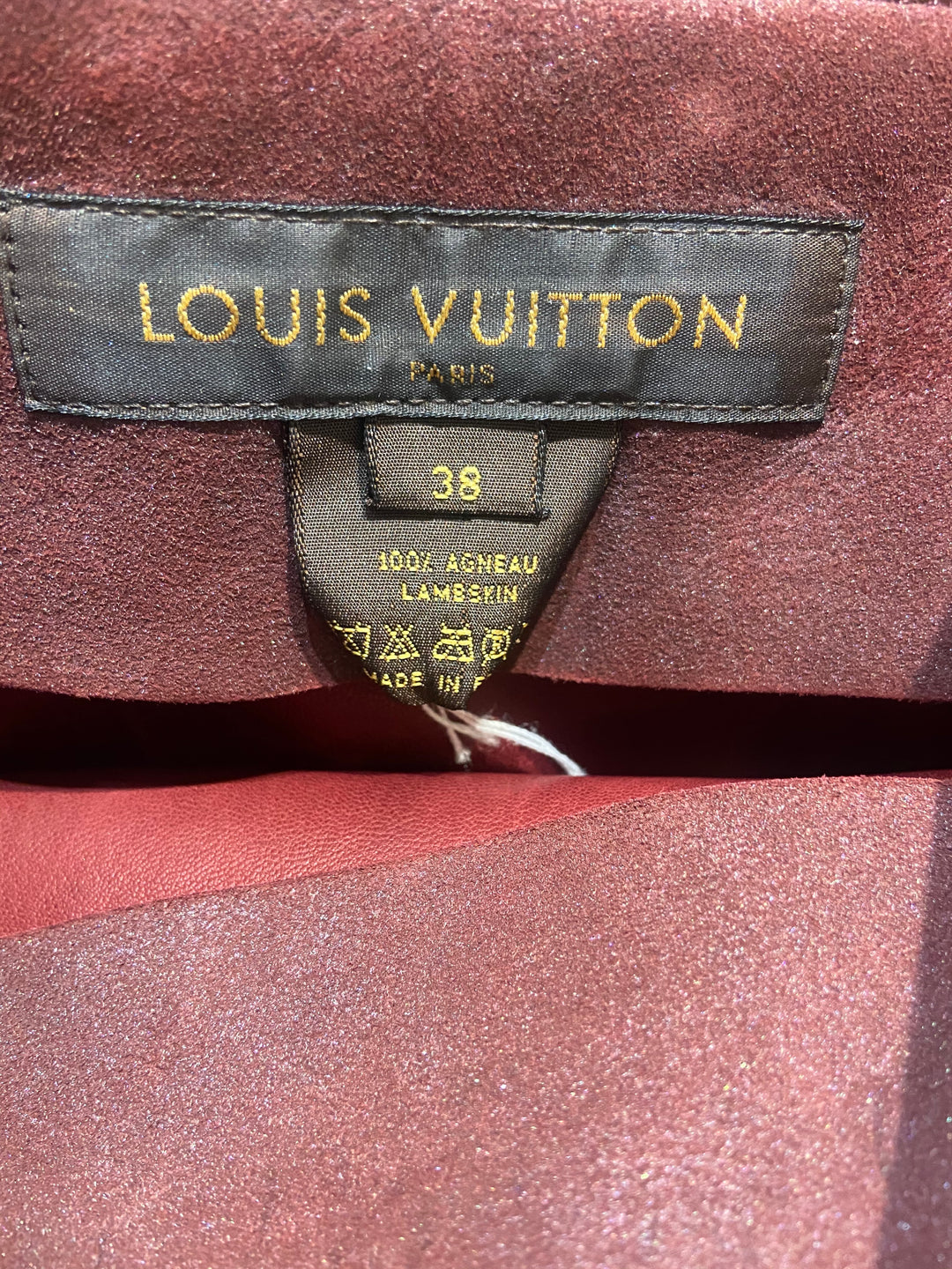 LOUIS VUITTON BELTED AGNEAU LAMBSKIN SKIRT