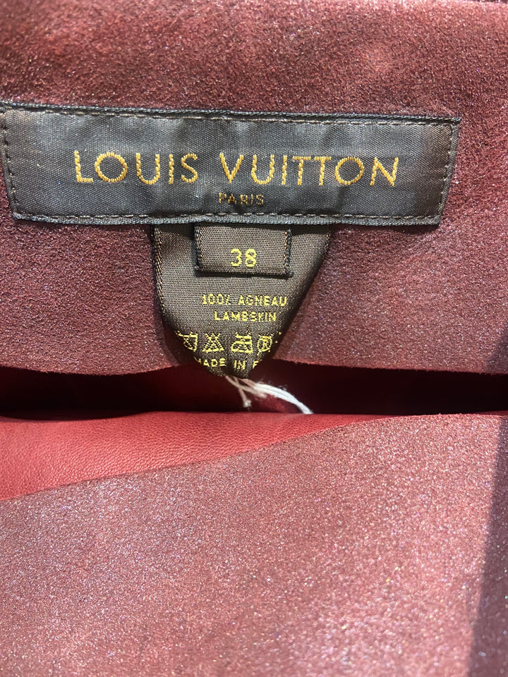 LOUIS VUITTON BELTED AGNEAU LAMBSKIN SKIRT