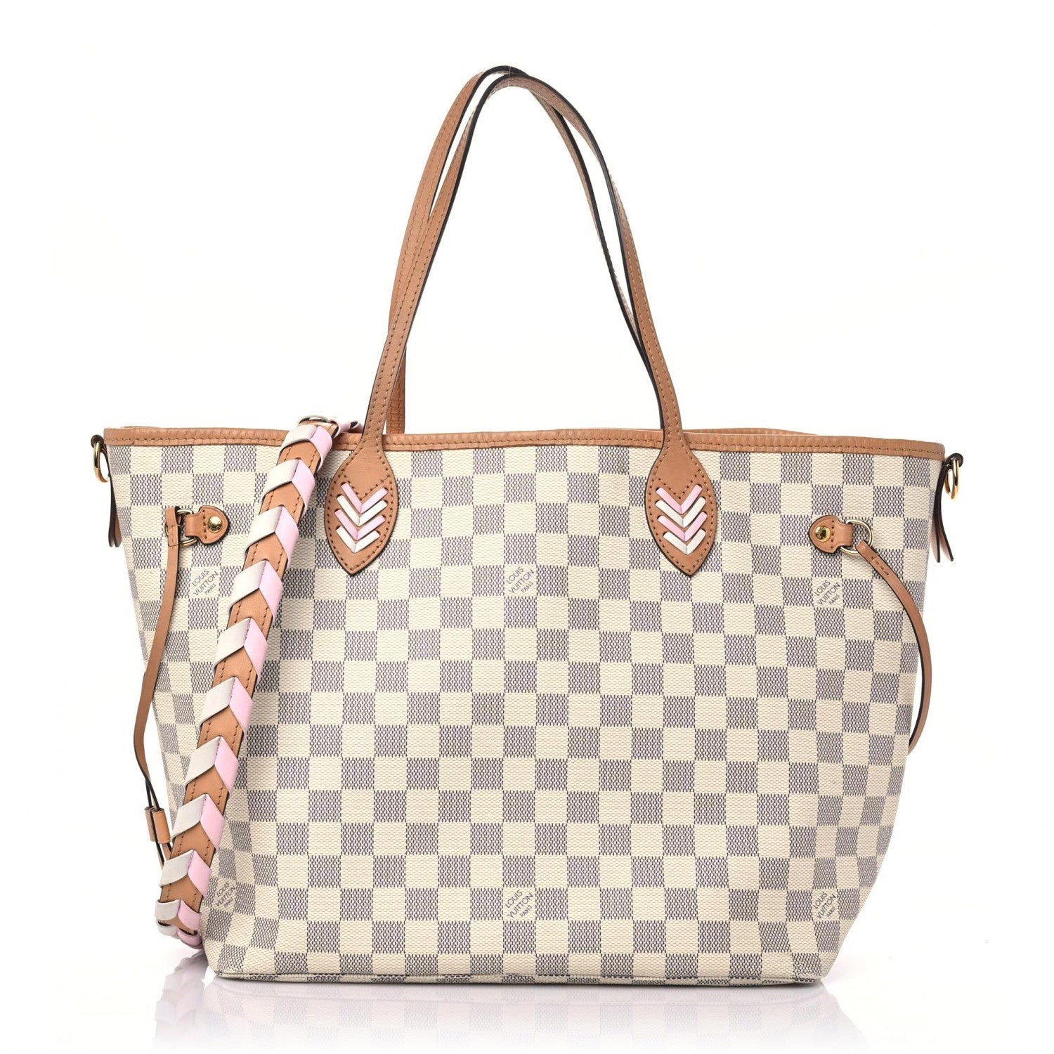 LOUIS VUITTON LIMITED EDITION DAMIER AZUR BRAIDED NEVERFULL MM