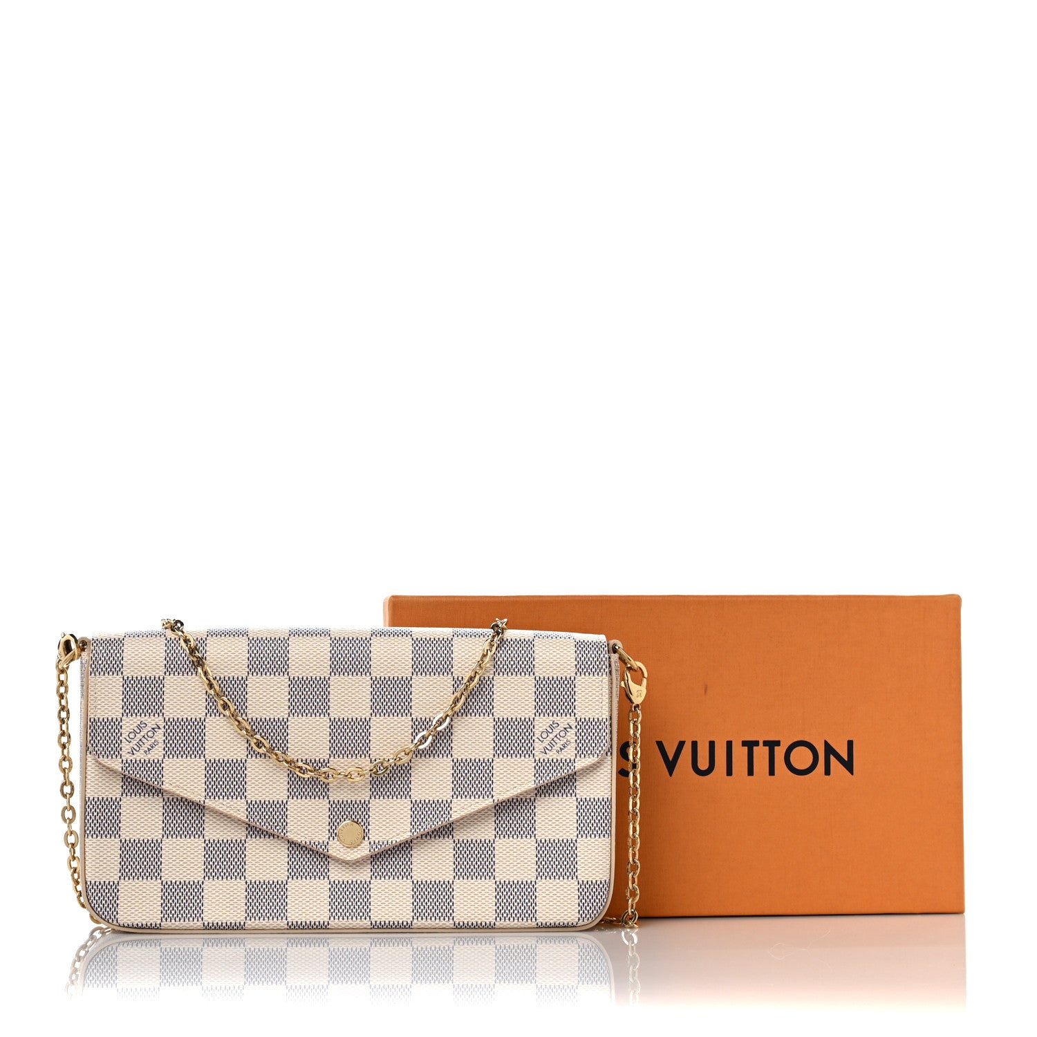 Louis Vuitton Damier Azur Pochette Felicie Chain Wallet Rose Ballerine