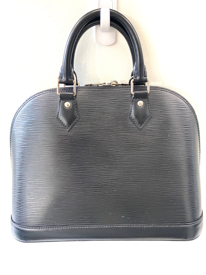 LOUIS VUITTON EPI LEATHER ALMA PM IN BLACK