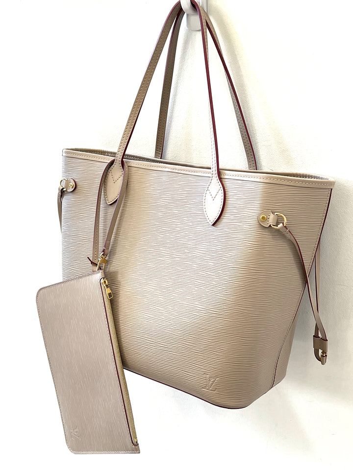LOUIS VUITTON EPI LEATHER NEVERFULL MM TOTE BAG GALET